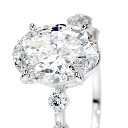 3 CT Solitaire Oval Diamond Accent Ring