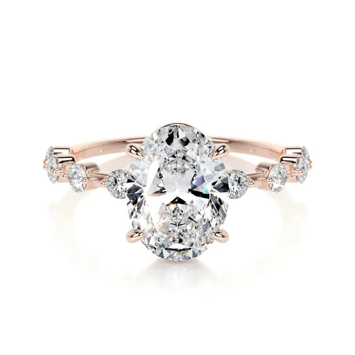 3 CT Solitaire Oval Diamond Accent Ring