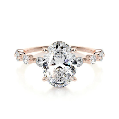 3 CT Solitaire Oval Diamond Accent Ring