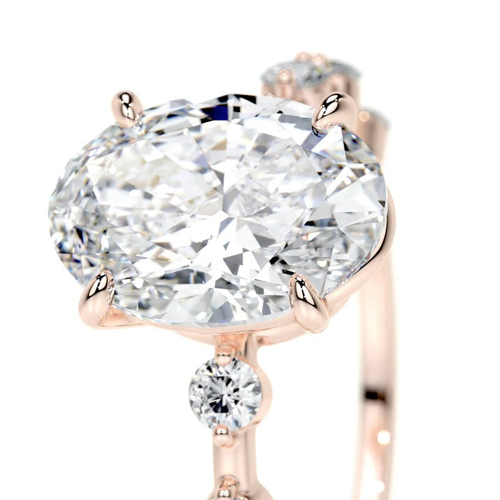 3 CT Solitaire Oval Diamond Accent Ring