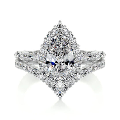 1.5 CT Pear Shaped Halo Diamond Ring with Matching Band