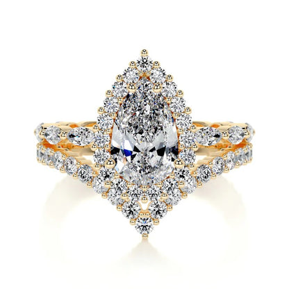 1.5 CT Pear Shaped Halo Diamond Ring with Matching Band