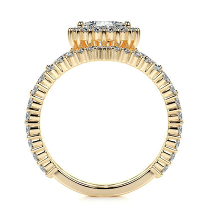 1.5 CT Pear Shaped Halo Diamond Ring with Matching Band