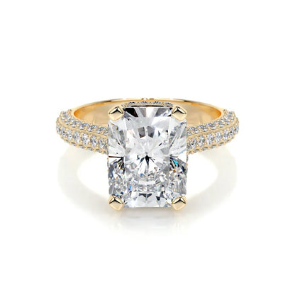 3 CT Radiant Cut Solitaire Diamond Accent Ring