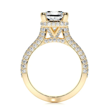 3 CT Radiant Cut Solitaire Diamond Accent Ring