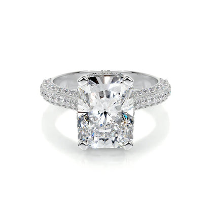 3 CT Radiant Cut Solitaire Diamond Accent Ring