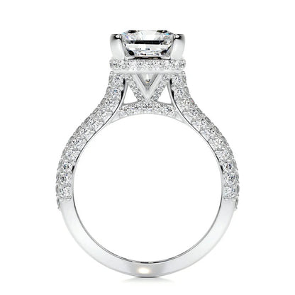 3 CT Radiant Cut Solitaire Diamond Accent Ring