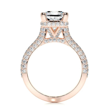 3 CT Radiant Cut Solitaire Diamond Accent Ring