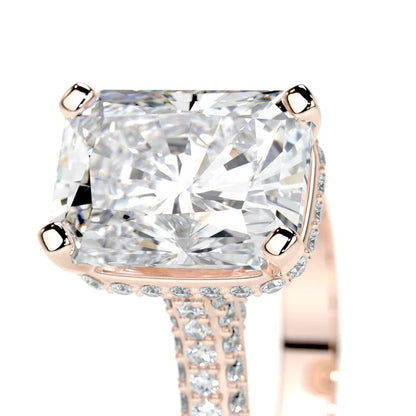 3 CT Radiant Cut Solitaire Diamond Accent Ring