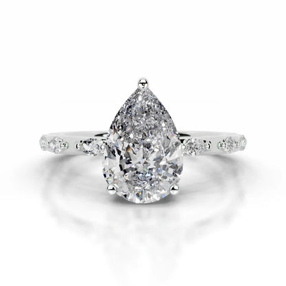 3 CT Solitaire Pear Cut Diamond Accent Ring