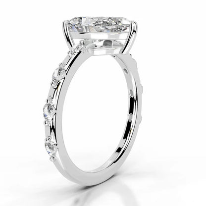 3 CT Solitaire Pear Cut Diamond Accent Ring