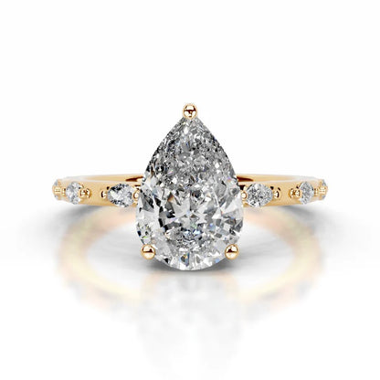3 CT Solitaire Pear Cut Diamond Accent Ring