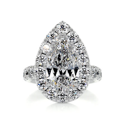 2 CT Pear Halo Diamond Ring For Women
