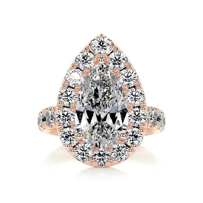 2 CT Pear Halo Diamond Ring For Women