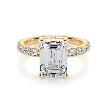 3 CT Solitaire Emerald Accent Ring
