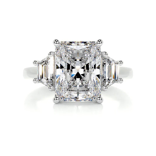 3 CT Emerald Three stone Diamond Ring