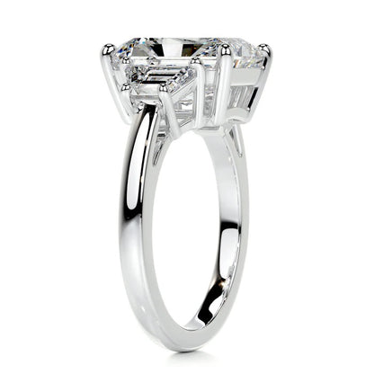 3 CT Emerald Three stone Diamond Ring