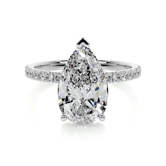 5 CT Pear Solitaire Diamond Accent Ring