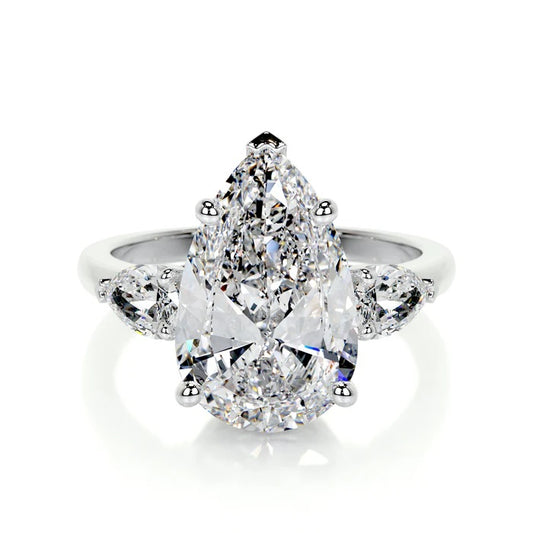 5 CT Pear Three Stone Diamond Ring