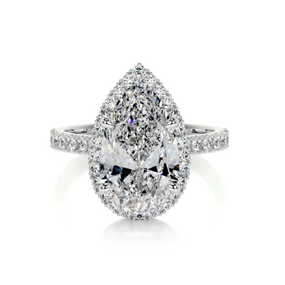 3 CT Solitaire Pear Accent Ring