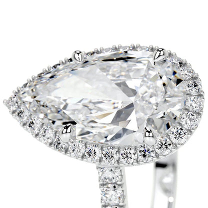 3 CT Solitaire Pear Accent Ring