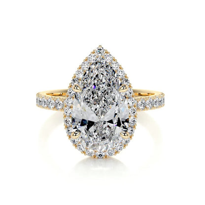3 CT Solitaire Pear Accent Ring