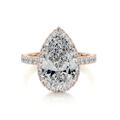 3 CT Solitaire Pear Accent Ring