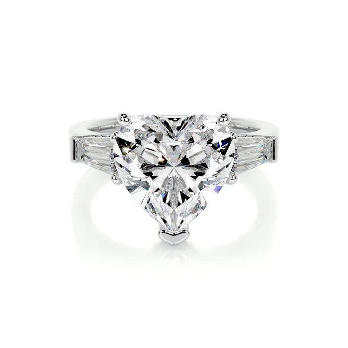 3 CT Solitaire Heart Three Stone Diamond Ring