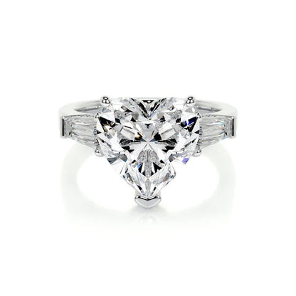 3 CT Solitaire Heart Three Stone Diamond Ring