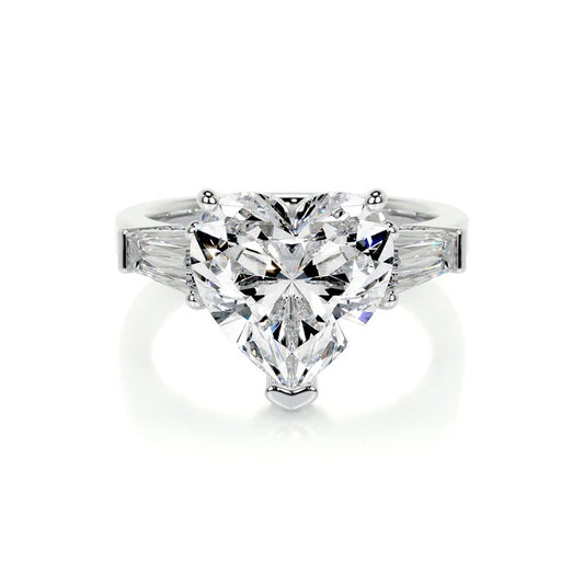 3 CT Solitaire Heart Three Stone Diamond Ring