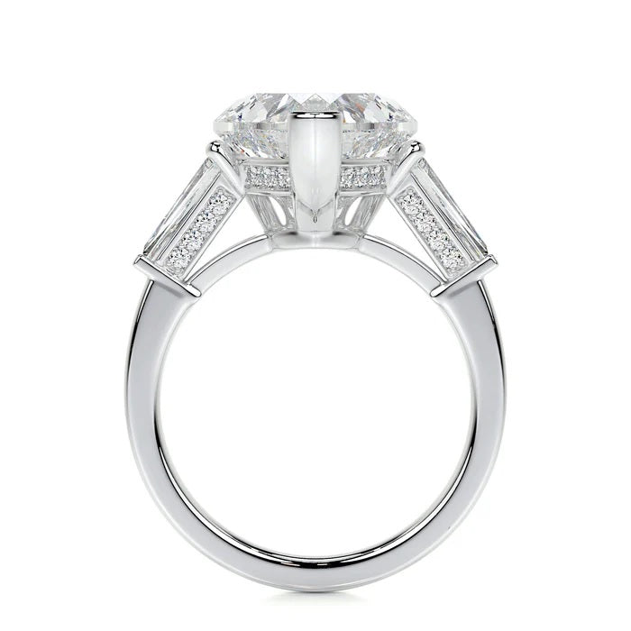 3 CT Solitaire Heart Three Stone Diamond Ring