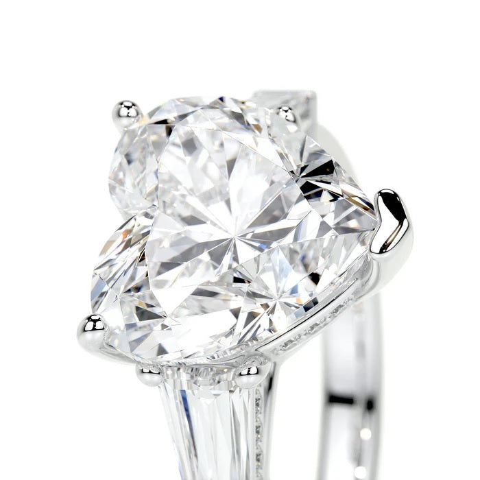 3 CT Solitaire Heart Three Stone Diamond Ring