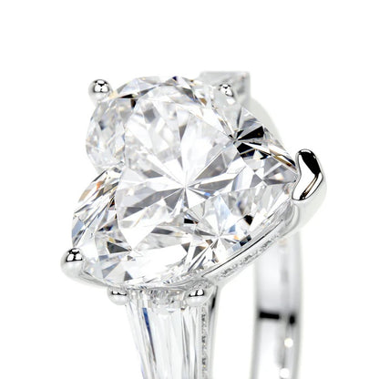3 CT Solitaire Heart Three Stone Diamond Ring