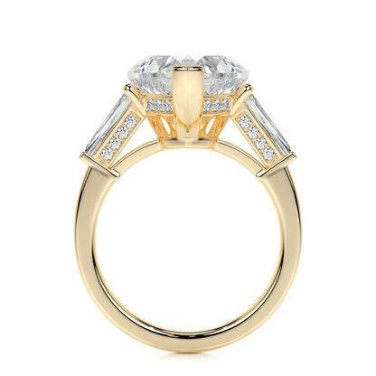 3 CT Solitaire Heart Three Stone Diamond Ring