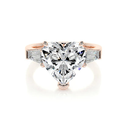 3 CT Solitaire Heart Three Stone Diamond Ring