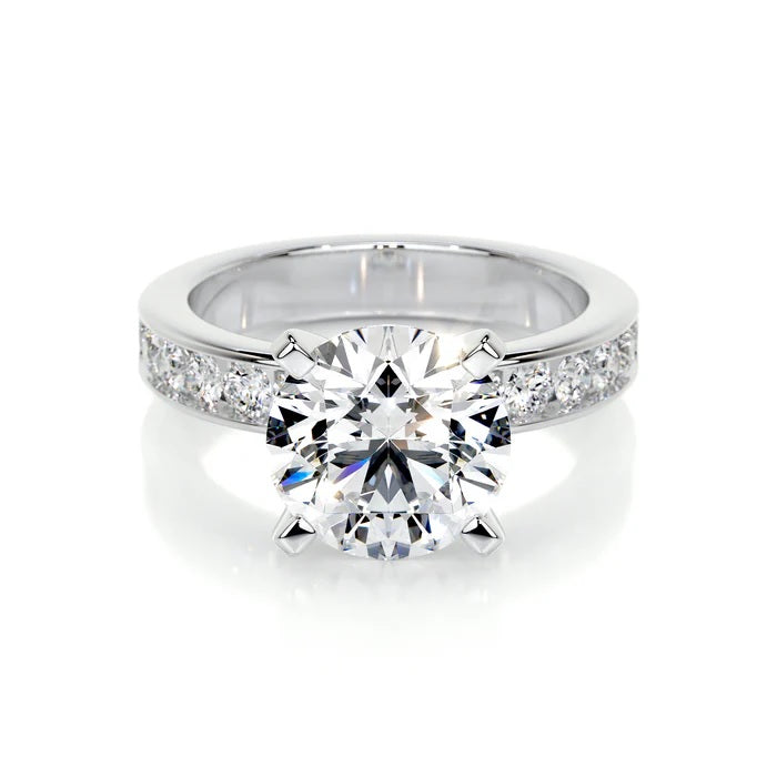 3 CT Brilliant Round Solitaire Accent Ring