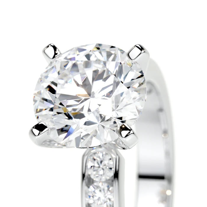 3 CT Brilliant Round Solitaire Accent Ring