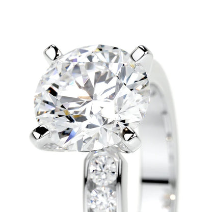 3 CT Brilliant Round Solitaire Accent Ring