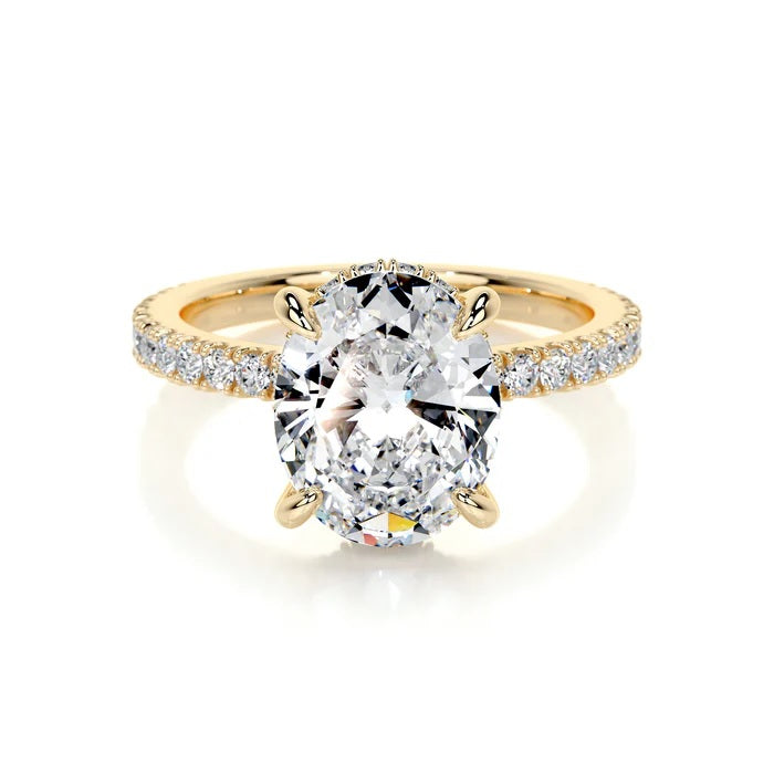 2 CT Solitaire Oval Accent Diamond Ring