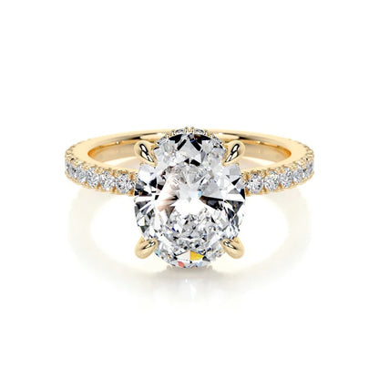 2 CT Solitaire Oval Accent Diamond Ring