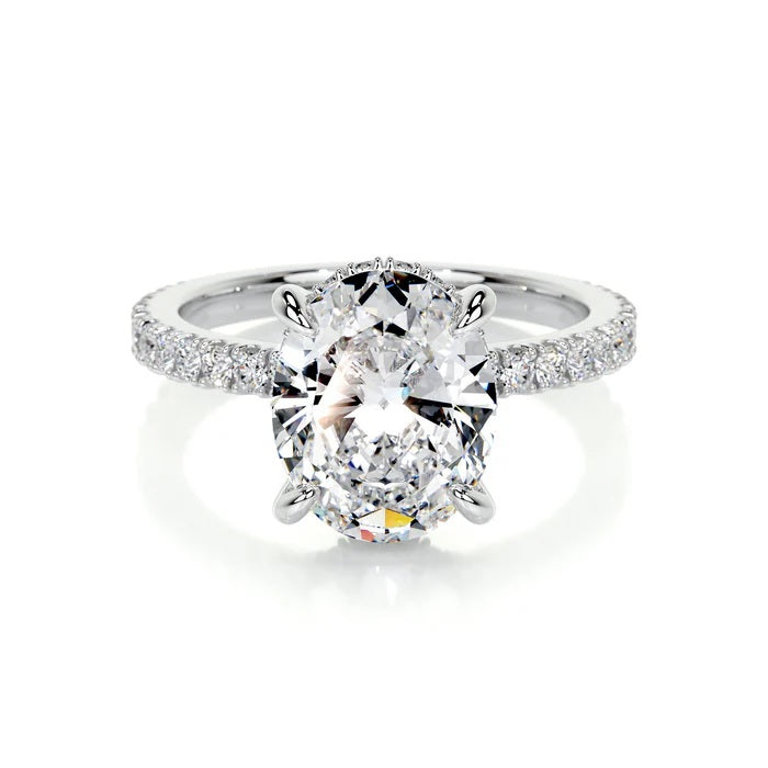 2 CT Solitaire Oval Accent Diamond Ring