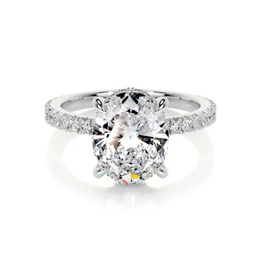 2 CT Solitaire Oval Accent Diamond Ring