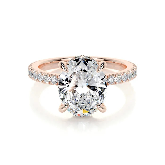 2 CT Solitaire Oval Accent Diamond Ring