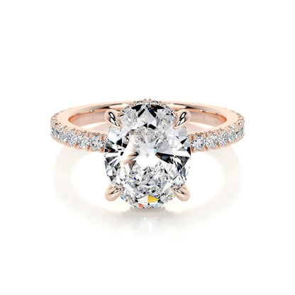 2 CT Solitaire Oval Accent Diamond Ring