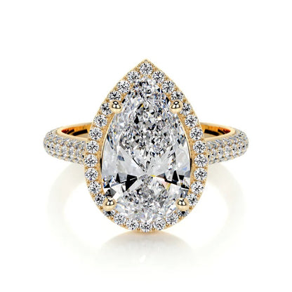 3 CT Solitaire Pear Diamond Accent Ring