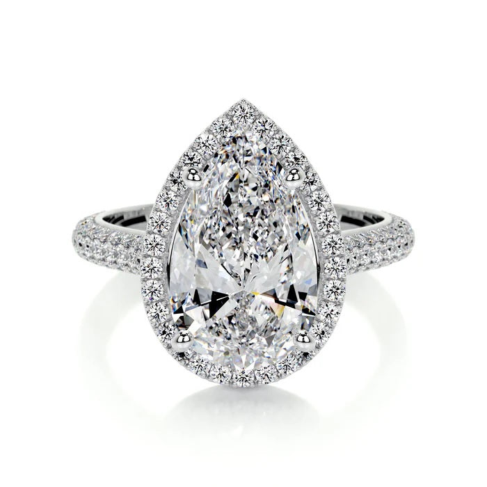 3 CT Solitaire Pear Diamond Accent Ring