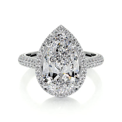 3 CT Solitaire Pear Diamond Accent Ring