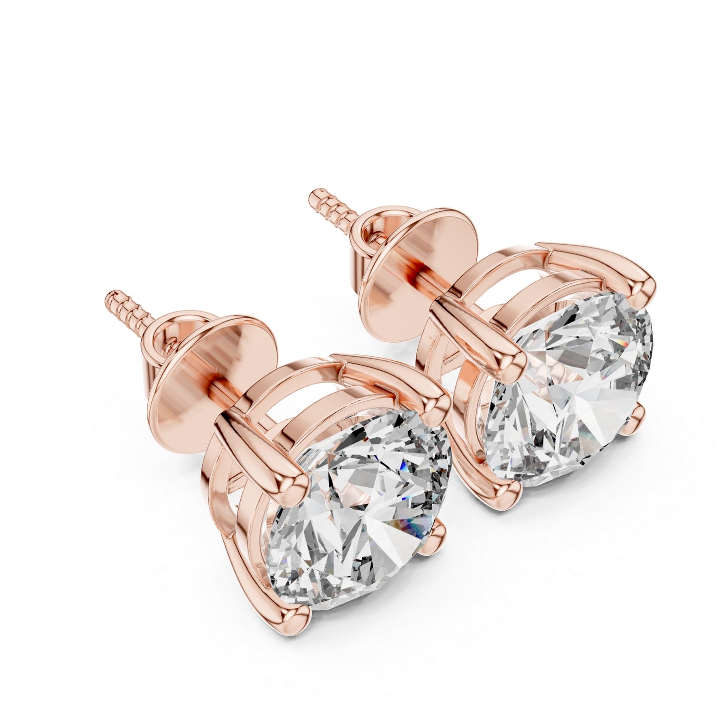 Celestia Crown Brilliant Round Lab Grown Diamond Solitaire Stud Earrings in Gold for Women's Classic Luxury Everyday Jewelry