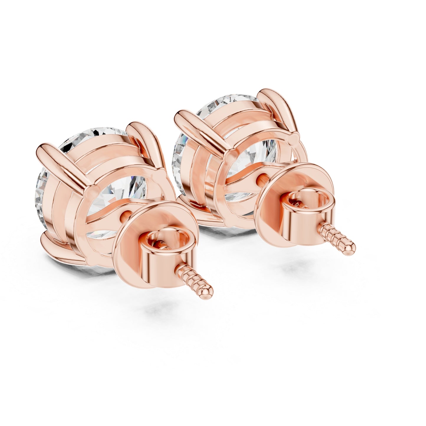 Celestia Crown Brilliant Round Lab Grown Diamond Solitaire Stud Earrings in Gold for Women's Classic Luxury Everyday Jewelry