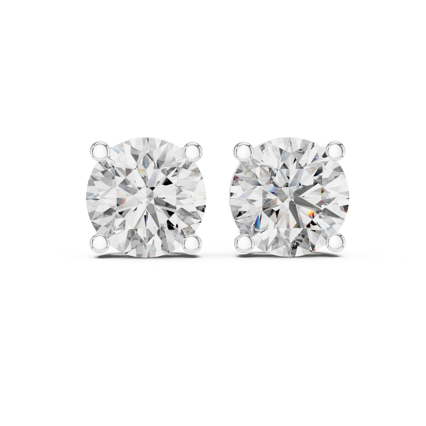 Celestia Crown Brilliant Round Lab Grown Diamond Solitaire Stud Earrings in Gold for Women's Classic Luxury Everyday Jewelry
